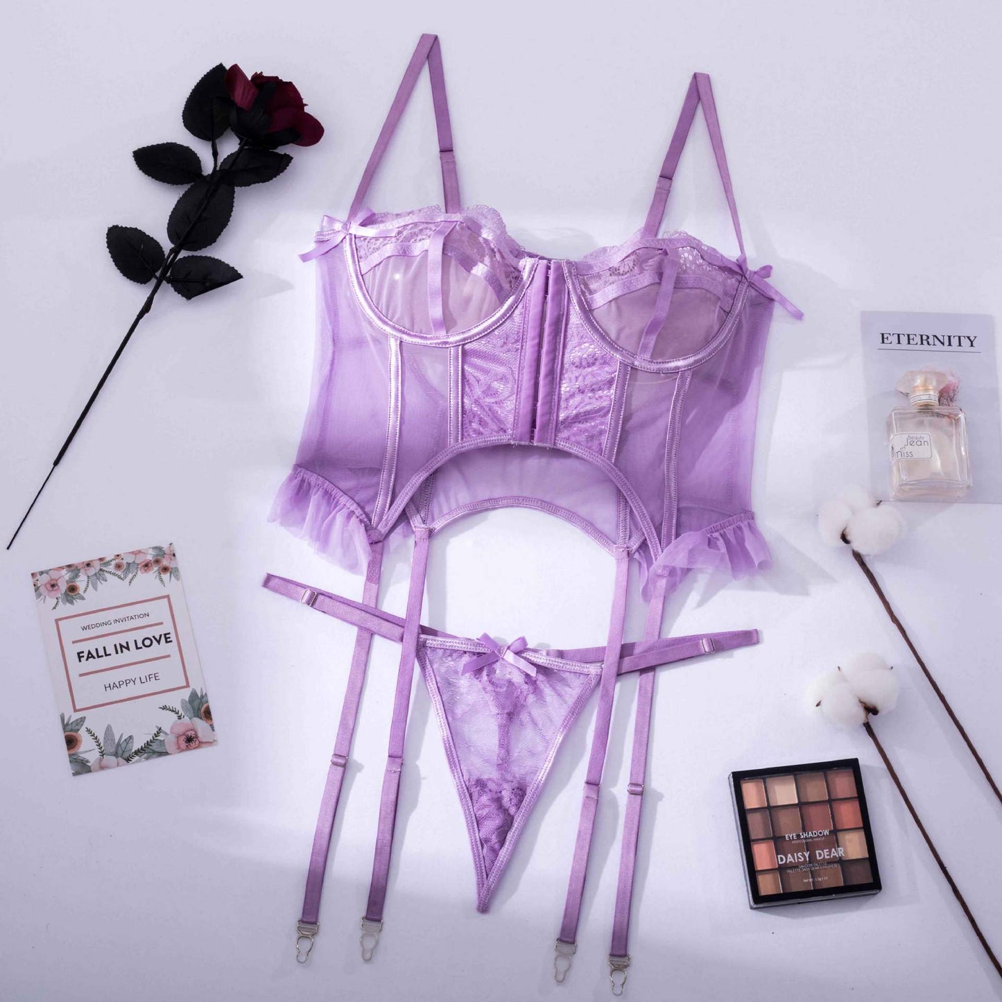 Purple Lace Women's Bra Set