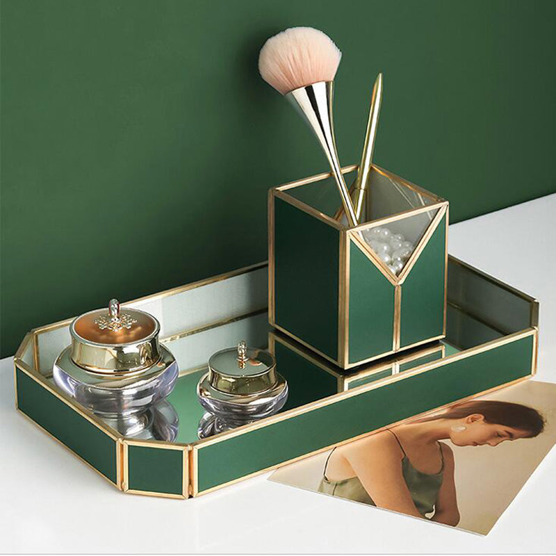 Dark green cosmetic rack