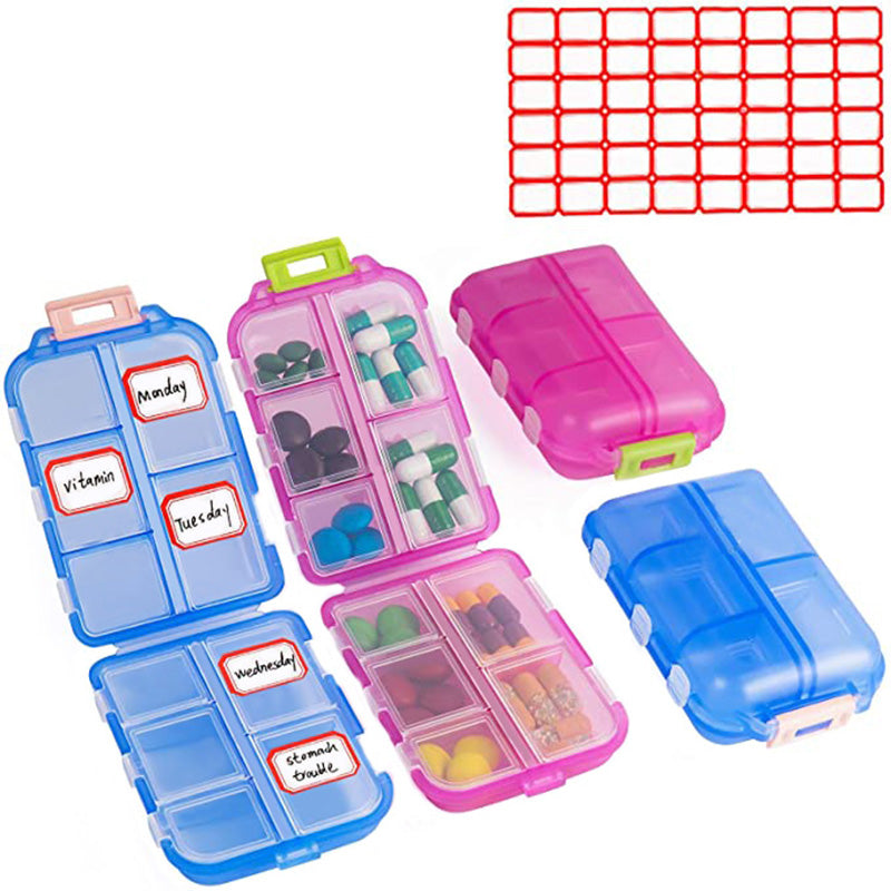 Travel Pill Organizer 10 Grid  Moisture Proof Pills Box For Pocket Purse Daily Pill Case Portable Medicine Vitamin Holder Container