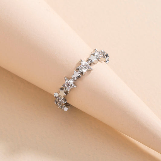 Lovely Star five-pointed Star micro-star Zircon Ring Ring Index Ring Jewelry