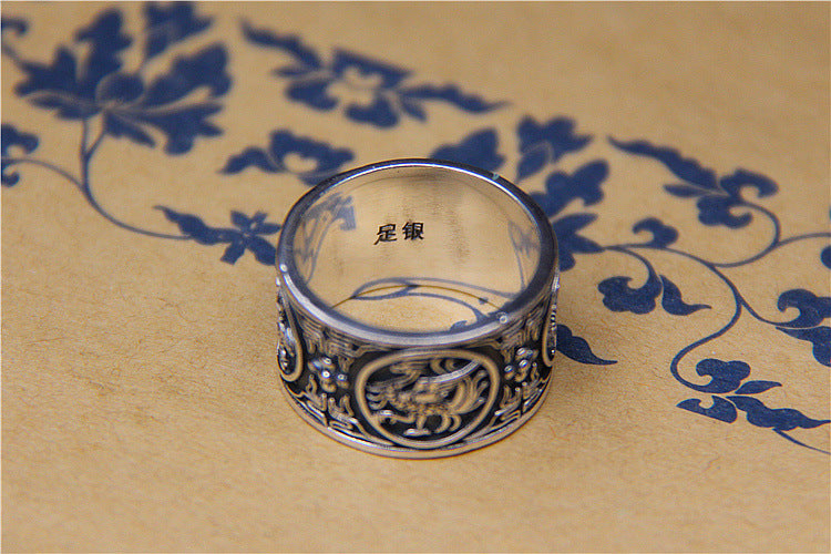 Pure Pure Silver Jewelry Thai Silver Chinese Ancient Style Blue Dragon White Tiger