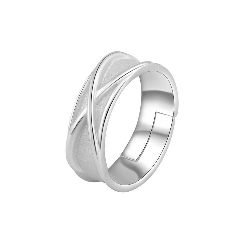 Time Ring 2-dimensional Simple Versatile Personality Opening Adjustable Men And Women Simple Bracelet Finger Ring Jewelry