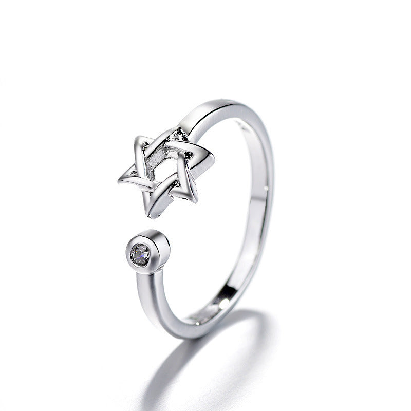 Star Diamond Six-pointed Star Ring Adjustable Jewelry