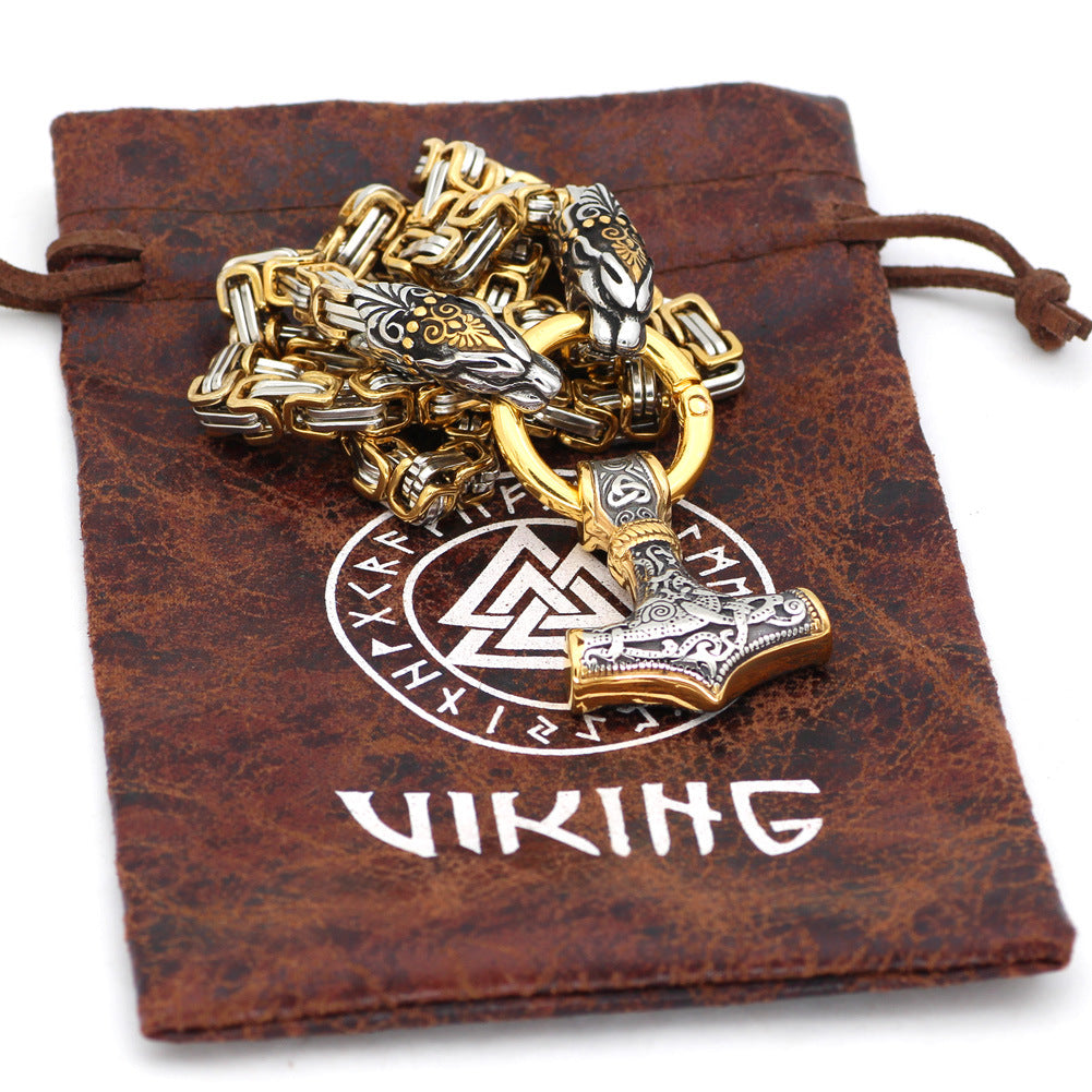 New Nordic Fashion Master Viking Dragon Male Hammer Pendant Necklace Jewelry Gift