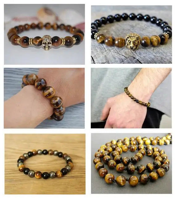 Natural Gem Stone Yellow Tiger's Eye Round Loose Beads For Jewelry Making Strand 15" DIY Bracelet Necklace Jewelry Making Beads