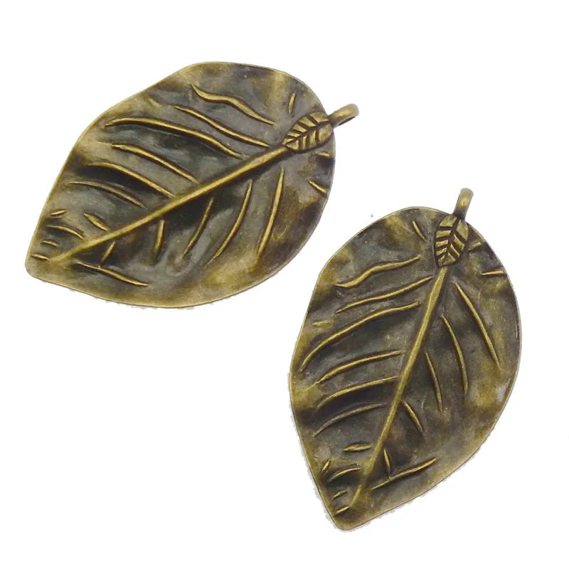 4pcs Antique Bronze Alloy Tree Leaf Necklace Large Size Tree Leaves Necklace Pendant Charms Vintage Jewelry Findings Handmade