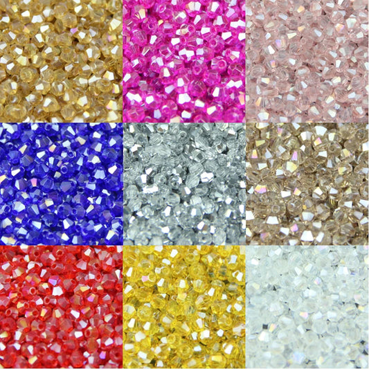 JHNBY 3mm 200pcs AAA Bicone Upscale Austrian crystals beads AB color plating Loose bead bracelet Jewelry Making Accessories DIY