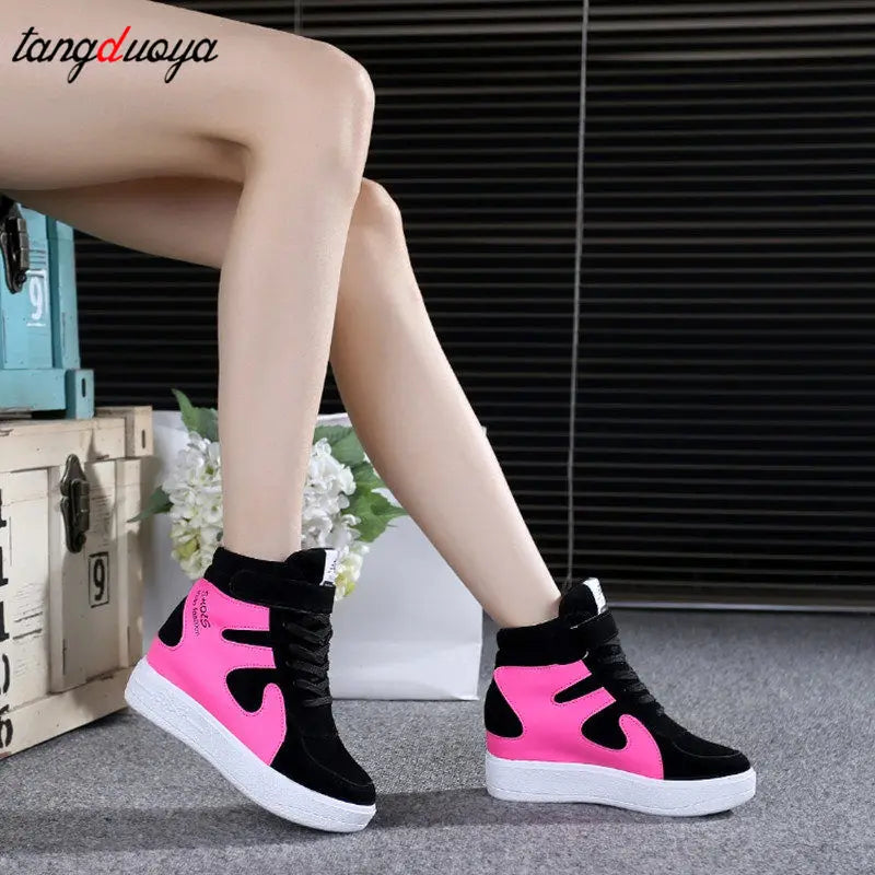 red sneakers women 2023 High top Platform Sneakers women Casual Wedges shoes Womens Shoes Black Platform Vulcanize Shoes Women