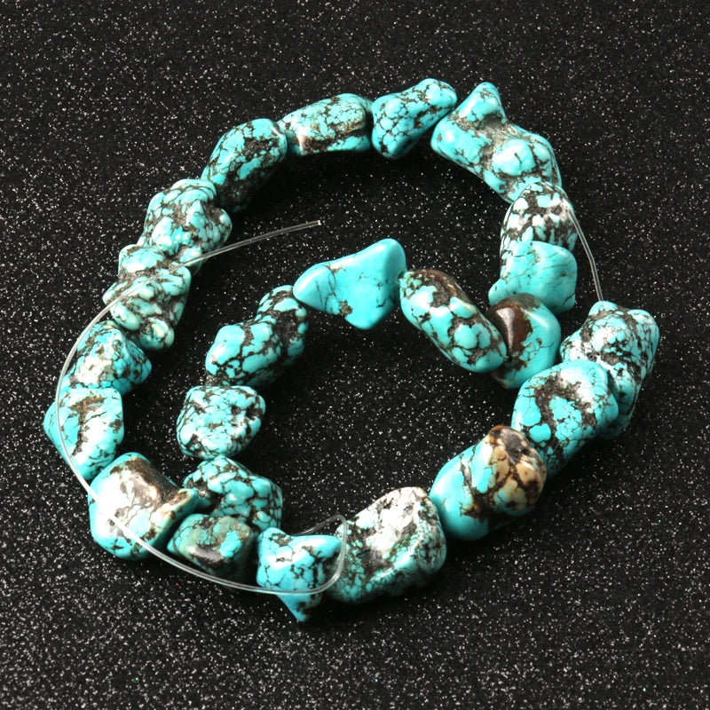 14x17-16x23mm Natural Stone Blue Turquoises Nugget Beads for Jewelry Making Diy Bracelet Necklace Wholesale Perles Accessories