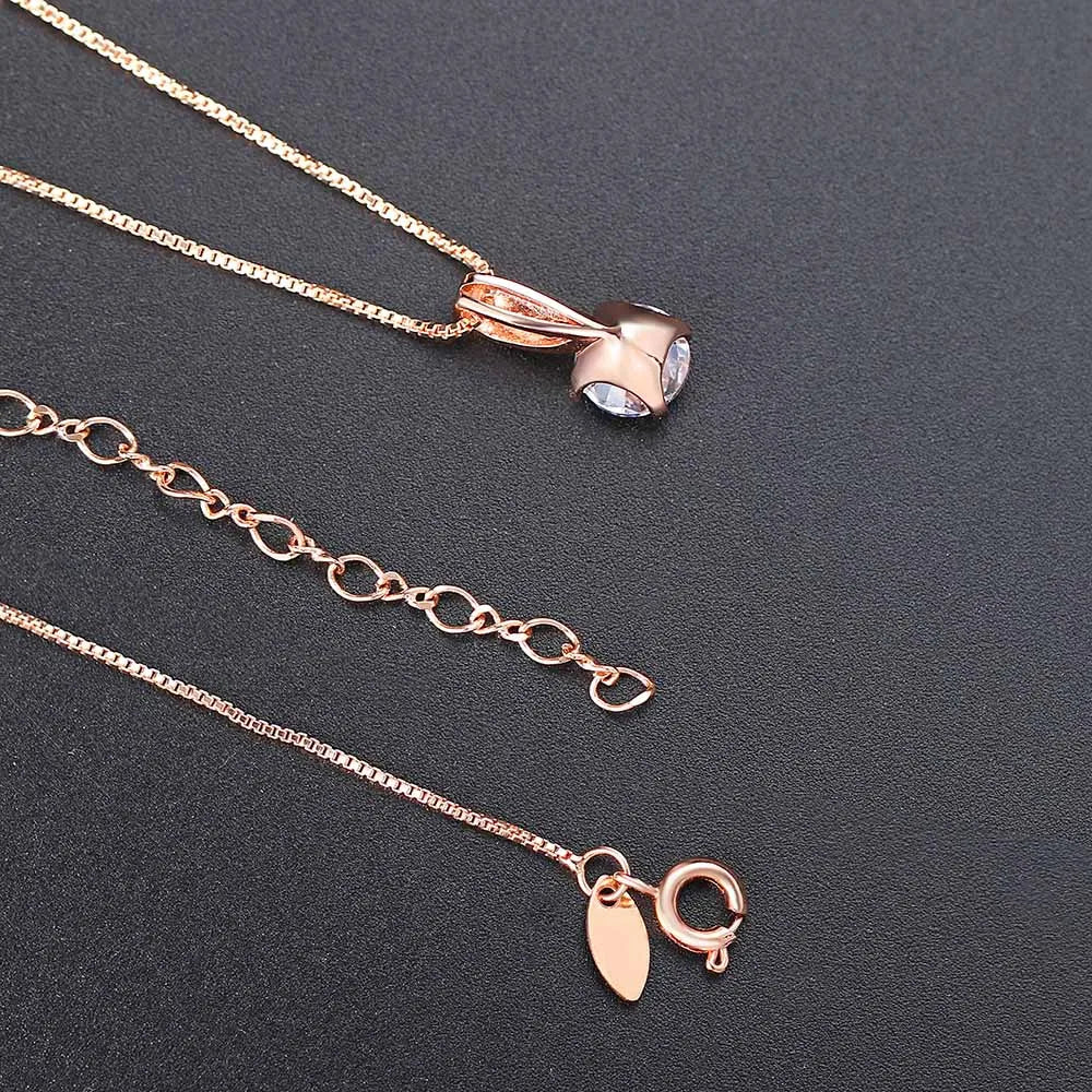 Minimalist Simple Crystal Pendants Necklaces For Women Charms Zirconia Necklace Rose Gold Color Fashionable Neck Jewelry Gifts