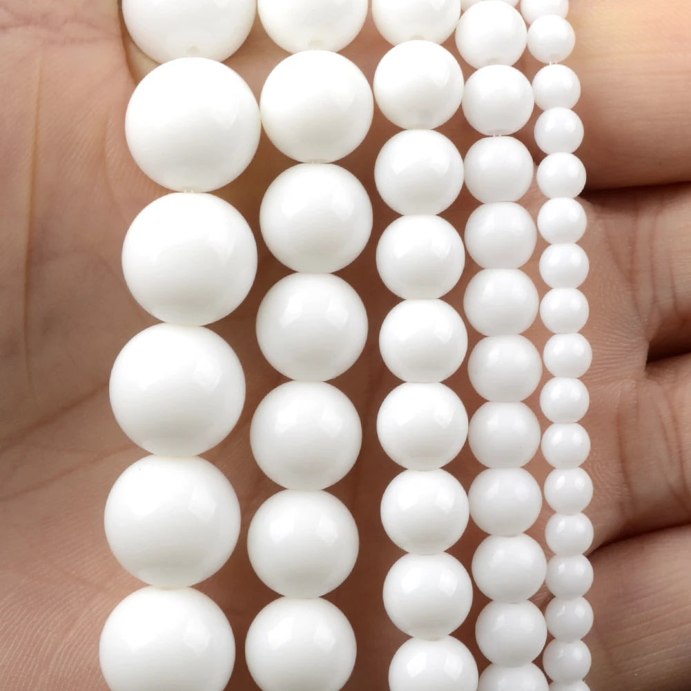 White Agates Stone Round Loose Spacer Beads For Jewelry Making DIY Bracelet Handmade 4/6/8/10/12mm