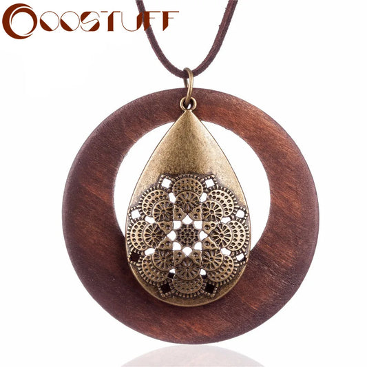 2022 New Vintage Woman Necklaces Jewelry Statement necklaces & pendants Wooden Pendant collares mujer Choker Necklace Suspension