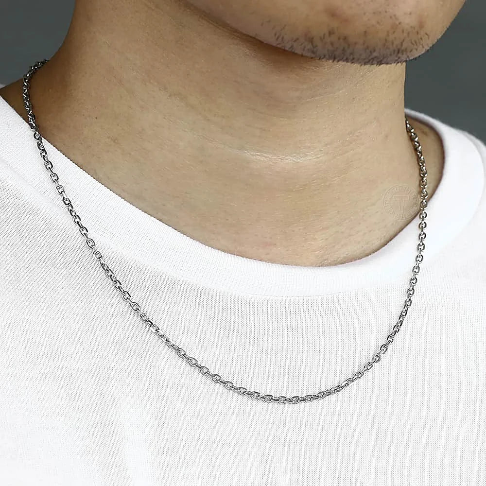 Davieslee Stainless Steel Necklace for Men Women Rolo Link Men's Chain Necklace Wholesale Jewelry 2.5/3/4/6/9mm DLKNM78