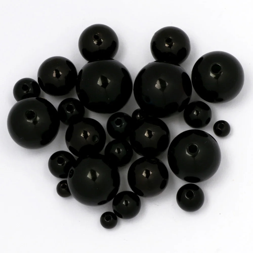 3-20mm ABS Acrylic Imitation Pearl Round Black Loose Spacer Beads For Jewelry Making Diy Charm Necklace Bracelet Accessories