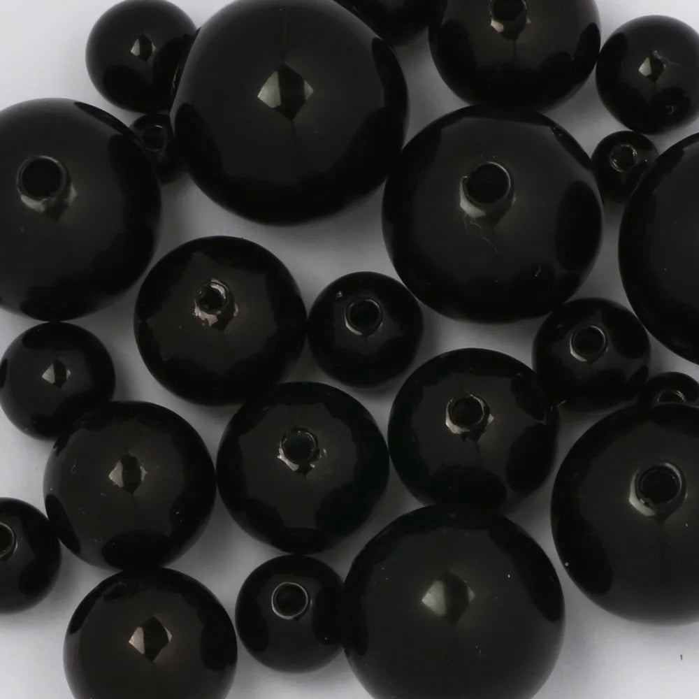 3-20mm ABS Acrylic Imitation Pearl Round Black Loose Spacer Beads For Jewelry Making Diy Charm Necklace Bracelet Accessories