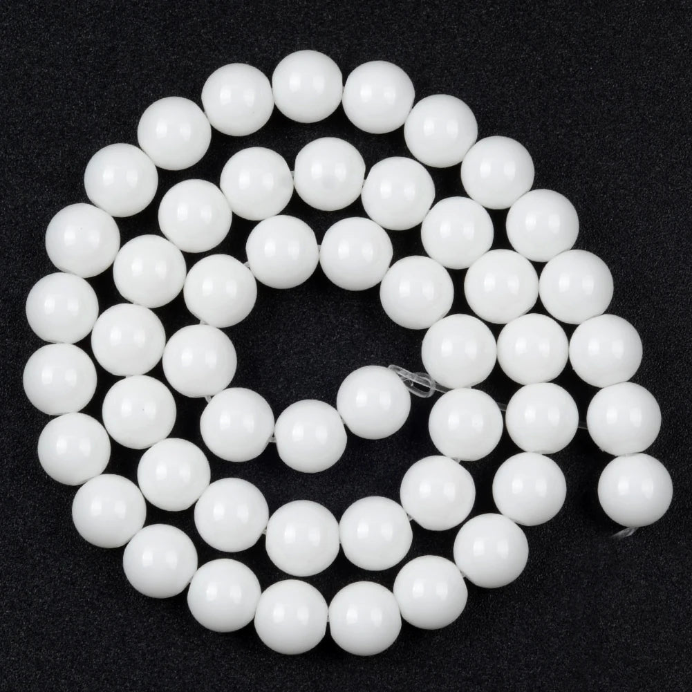 White Agates Stone Round Loose Spacer Beads For Jewelry Making DIY Bracelet Handmade 4/6/8/10/12mm