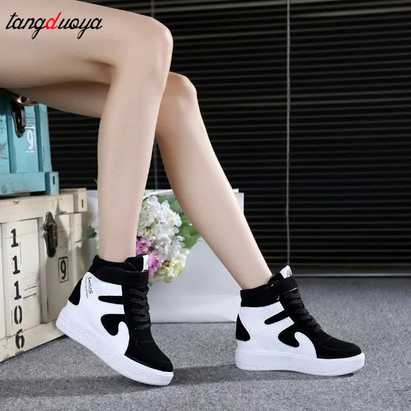 red sneakers women 2023 High top Platform Sneakers women Casual Wedges shoes Womens Shoes Black Platform Vulcanize Shoes Women