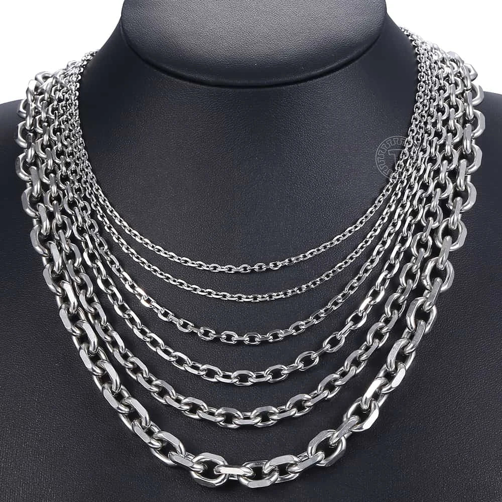 Davieslee Stainless Steel Necklace for Men Women Rolo Link Men's Chain Necklace Wholesale Jewelry 2.5/3/4/6/9mm DLKNM78