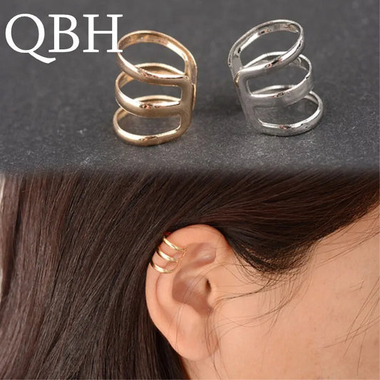 Vintage Punk Style Hollow U Shaped Ear Clip Cuff Earrings Non Pierced Ear Bone Invisible Unisex Jewelry Leaf Ear Wrap