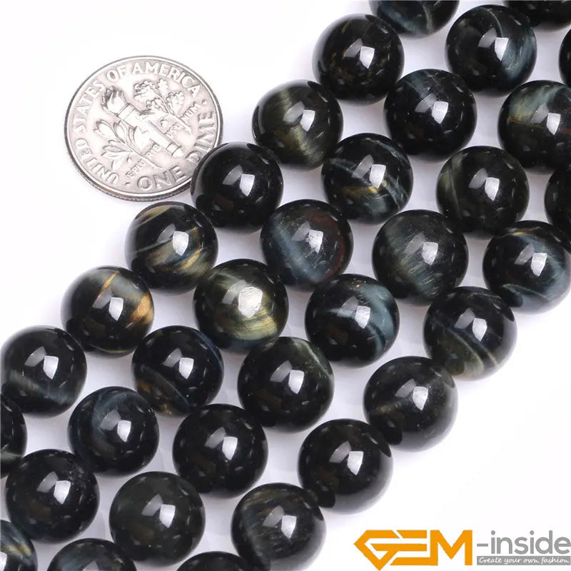 Blue Tiger's Eye Stone Round Loose Beads For Jewelry Making Strand 15" DIY Jewelry Making Bead 6mm 8mm 10mm 12mm 14mm Selectable