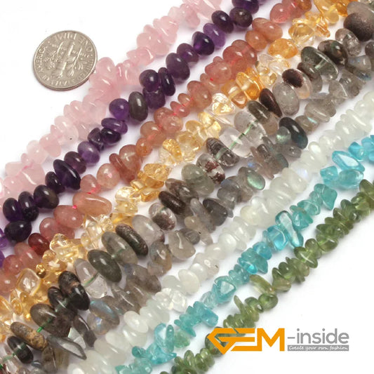 Natural 6x8mm Assorted Stones Freeform Chips gravel Nugget Beads For Jewelry Making Strand 15"DIY Loose Jewelry Beads