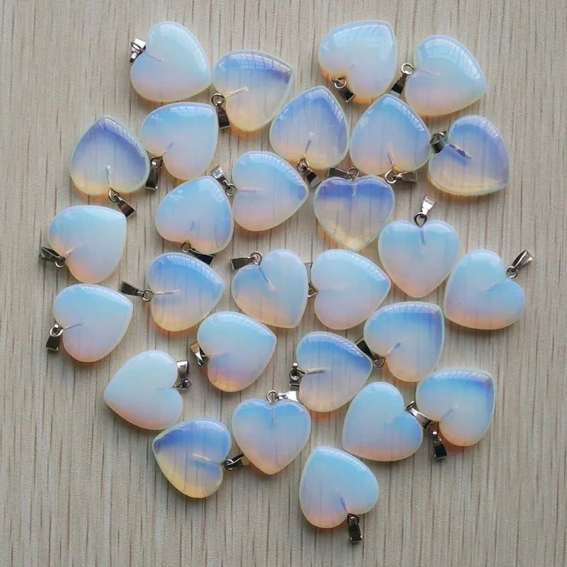 Wholesale 50pcs/lot 2022 Assorted heart natural stone charms pendants for jewelry making Good Quality 20mm free shipping