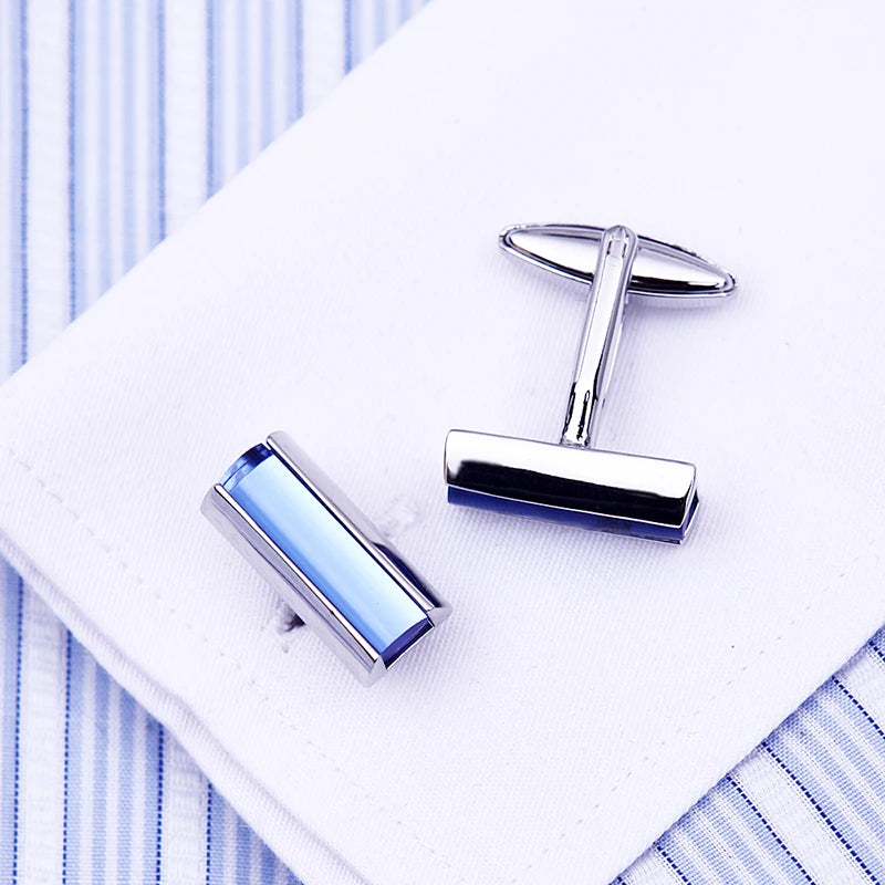 KFLK Jewelry Fashion shirt cufflink for mens Brand Blue Crystal Fashion cuff link Button male High Quality Wedding guests