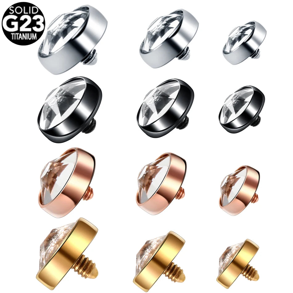 1PC G23 Titanium Micro Dermal Anchor Piercing Crystal Gem Skin Diver Surface Implant Jewelled Dermal Anchor Top Piercing Jewelry