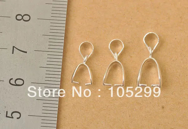 120PCS/Lot Mix Size S-M-L Jewelry Findings Bail Connector Bale Pinch Clasp 925 Sterling Silver Pendant