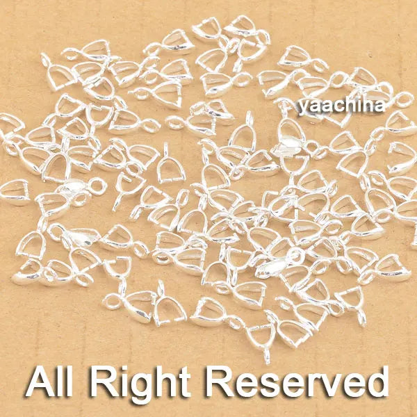 100PCS Wholesale 925 Sterling Silver Jewelry Findings Bail Connector Bale Pinch Bail Pendant Linker