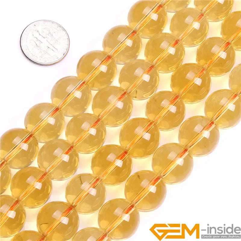 Yellow Citrines Round Loose Beads For Jewelry Making Strand 15"DIY Bracelet Necklace Jewelry Making Beads 6mm 8mm 10mm 12mm Pick