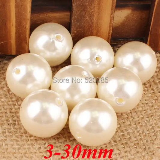 AAAAA Quality ! 3-30mm Ivory Imitation pearl Beads ,Acrylic Plastic Smooth Round Ball Spacer Beads For Jewelry Making APB01