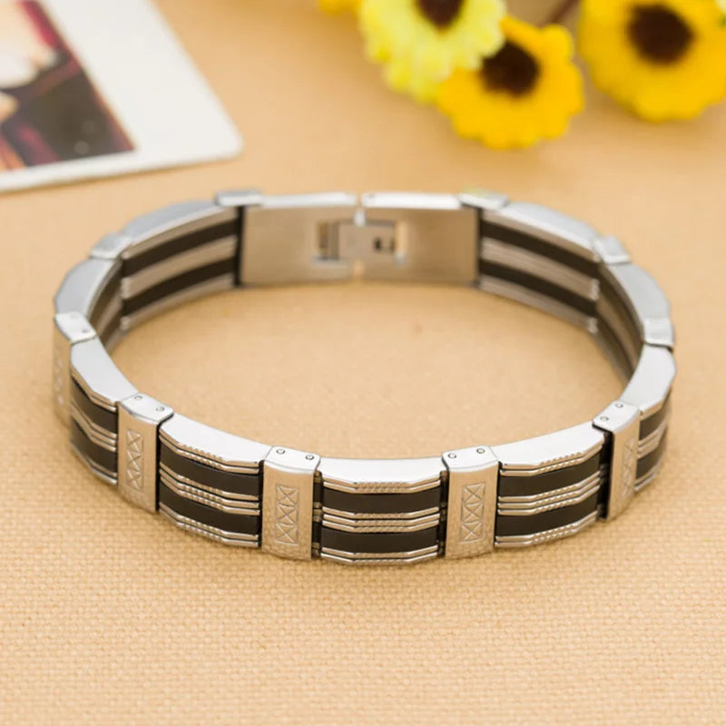 Stainless Steel Bracelet & Bangle 210mm Men's Jewelry Strand Rope Charm Chain Wristband Men's Bracelet