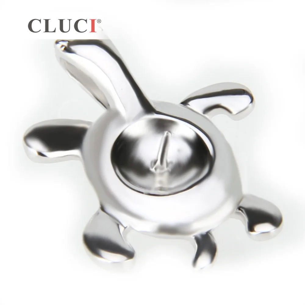 CLUCI Silver 925 Turtle Shaped Pearl Pendant Mounting 925 Sterling Silver Charms Pendant for Women Necklace Jewelry SP019SB