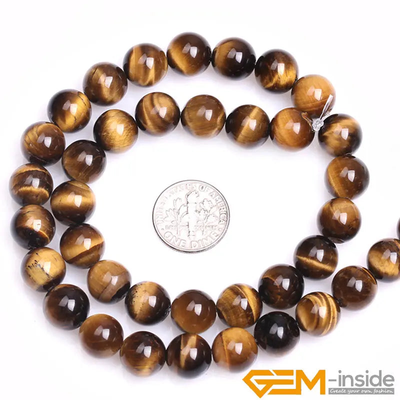 Natural Gem Stone Yellow Tiger's Eye Round Loose Beads For Jewelry Making Strand 15" DIY Bracelet Necklace Jewelry Making Beads