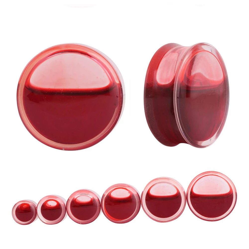 2Pcs Red Liquid Blood Acrylic Ear Plugs Tunnels Lobe Earrings Piercing Oreja Ear Dilations Expanders Gauge Body Piercing Jewelry