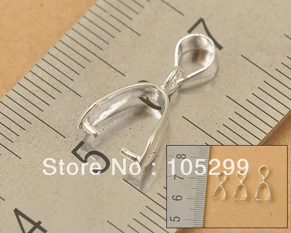 120PCS/Lot Mix Size S-M-L Jewelry Findings Bail Connector Bale Pinch Clasp 925 Sterling Silver Pendant