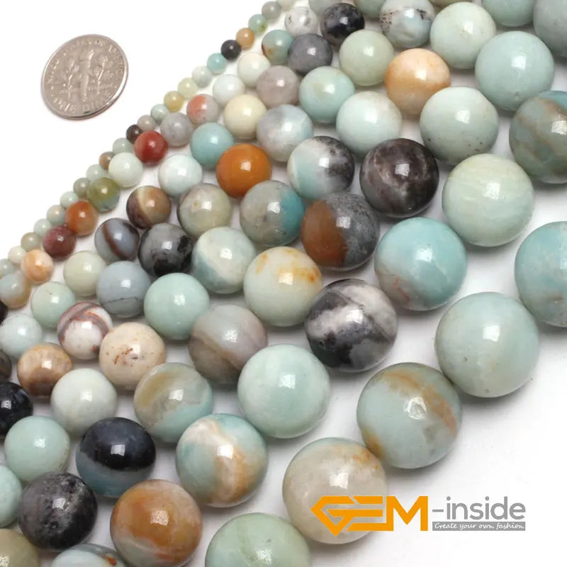 Natural Stone Multi-color Amazonite Round Beads For Jewelry Making 15" Gem Loose Beads DIY Bracelet Necklace Jewelry Beads