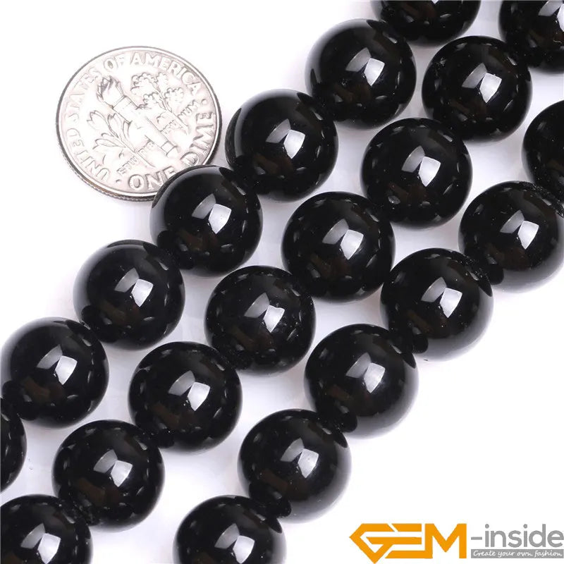 Natural Stone Black Agates Round Loose Spacer Beads For Jewelry Making Strand 15" DIY Jewelry Accessorries Bead 6mm 8mm 10mm 12m