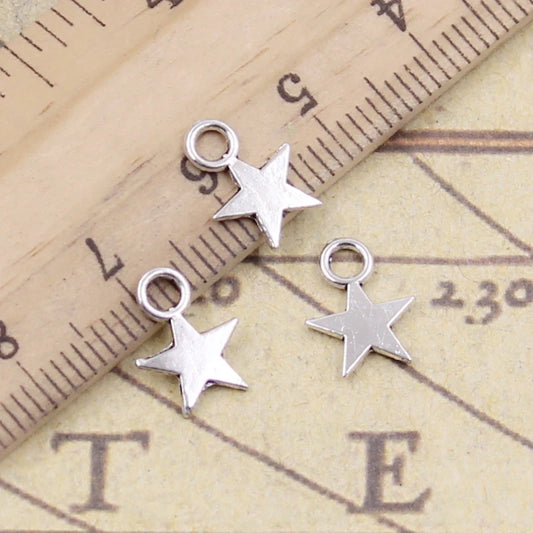 30pcs Charms Star 11x8mm Tibetan Silver Color Pendants Antique Jewelry Making DIY Handmade Craft