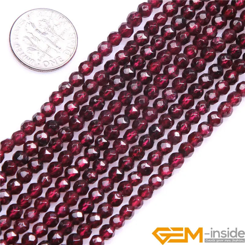 Round Faceted Garnet Stone Beads Natural Stone Beads DIY Loose Beads For Jewelry Making Strand 15" Free Shipping