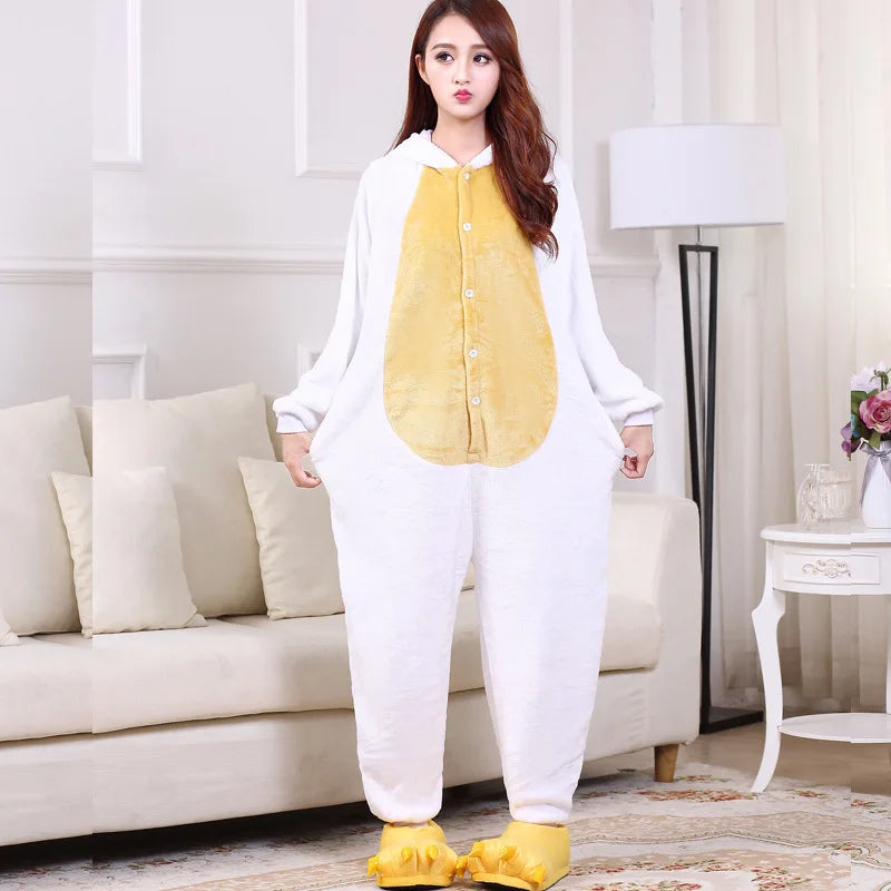 Animal Goat Kigurumis Adult Onesie  Cartoon Pajamas Flannel Warm Lovely Party Suit White Sheep Sleepwear Women Pyjamas New