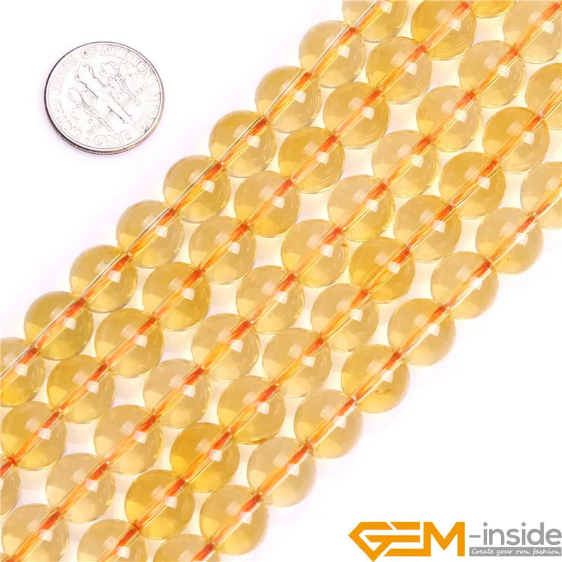 Yellow Citrines Round Loose Beads For Jewelry Making Strand 15"DIY Bracelet Necklace Jewelry Making Beads 6mm 8mm 10mm 12mm Pick