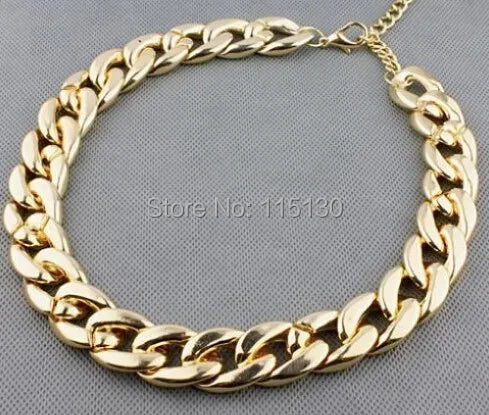 Vintage Gold Color Chunky Chain Necklace For Women Long Chian CCB Plastic Female Collar Necklace 2022 New Fashion Jewelry