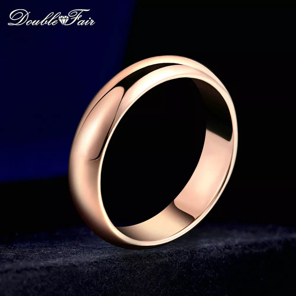 Double Fair Simple Round Couple Rings  For Men Women Metal Rose Gold Color Wedding Promise Date Finger Ring Jewelry  DFR049