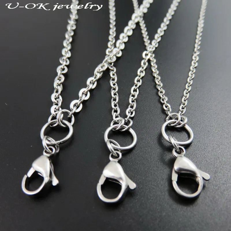 60cm 80cm  90cm Floating Charm Locket Pendent Chain Stainless Steel Necklace for Man Women Fashion Jewelry