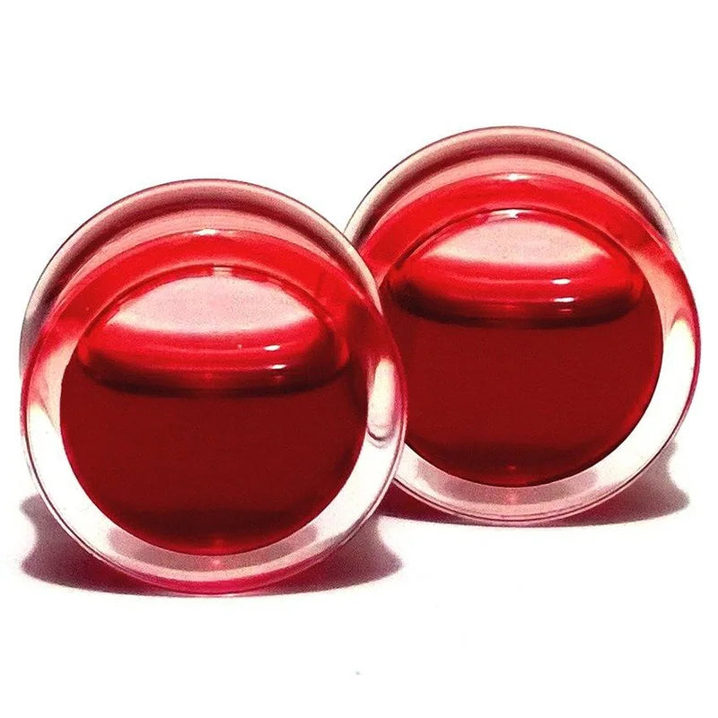 2Pcs Red Liquid Blood Acrylic Ear Plugs Tunnels Lobe Earrings Piercing Oreja Ear Dilations Expanders Gauge Body Piercing Jewelry