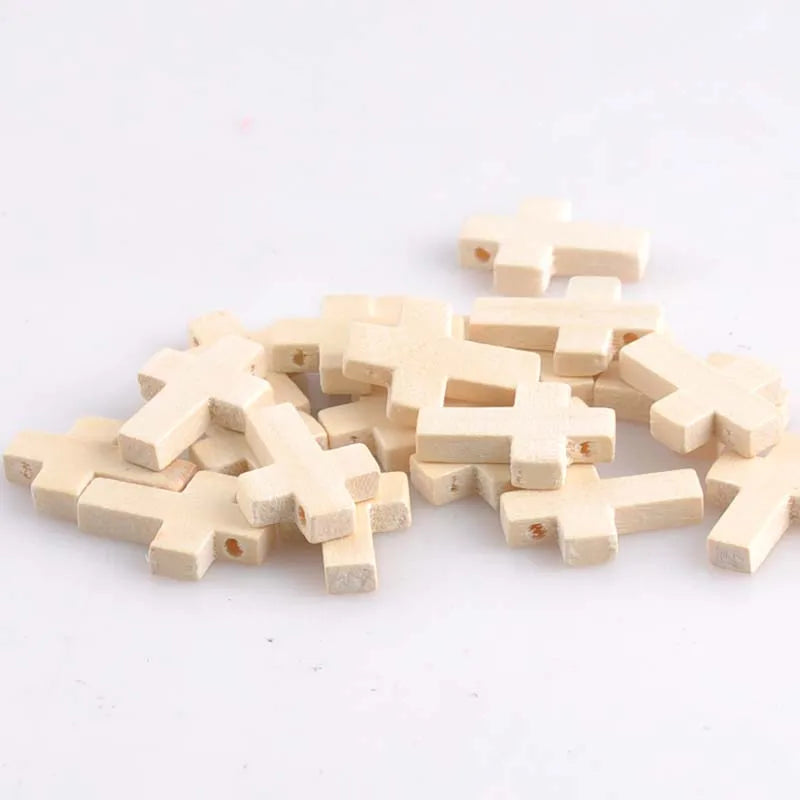 22x15mm 50pcs Natural Wooden Faceted Wooden Cross Geometric Spacer beads For Jewelry making Handmake DIY Accessory MT1446X