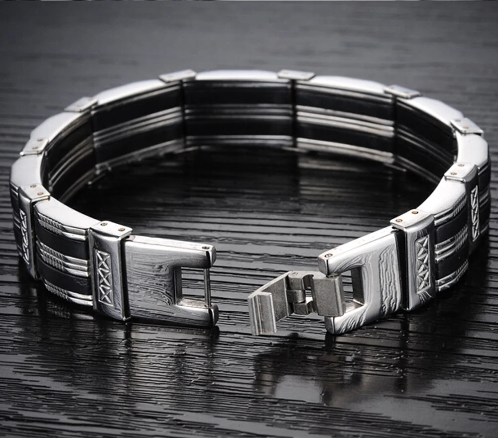 Stainless Steel Bracelet & Bangle 210mm Men's Jewelry Strand Rope Charm Chain Wristband Men's Bracelet