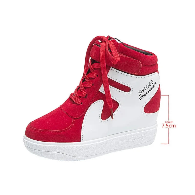 red sneakers women 2023 High top Platform Sneakers women Casual Wedges shoes Womens Shoes Black Platform Vulcanize Shoes Women